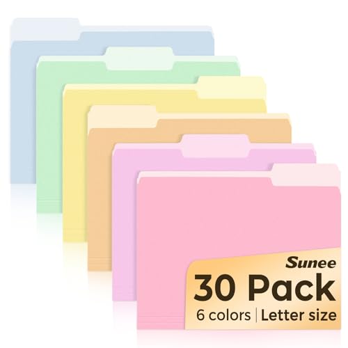 Eco-Friendly SUNEE File Folders, 30 Pack Manilla Folders 8.5 x