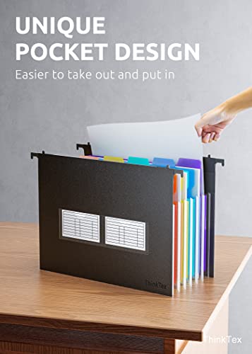 Eco-Friendly ThinkTex Plastic Expanding Hanging File Folders, 7 Innovative 1.2" Collection